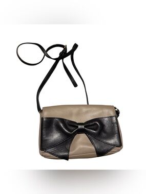 Kate Spade  Leather Handbag With Large Black Bow Evening Purse Bag Crossbody